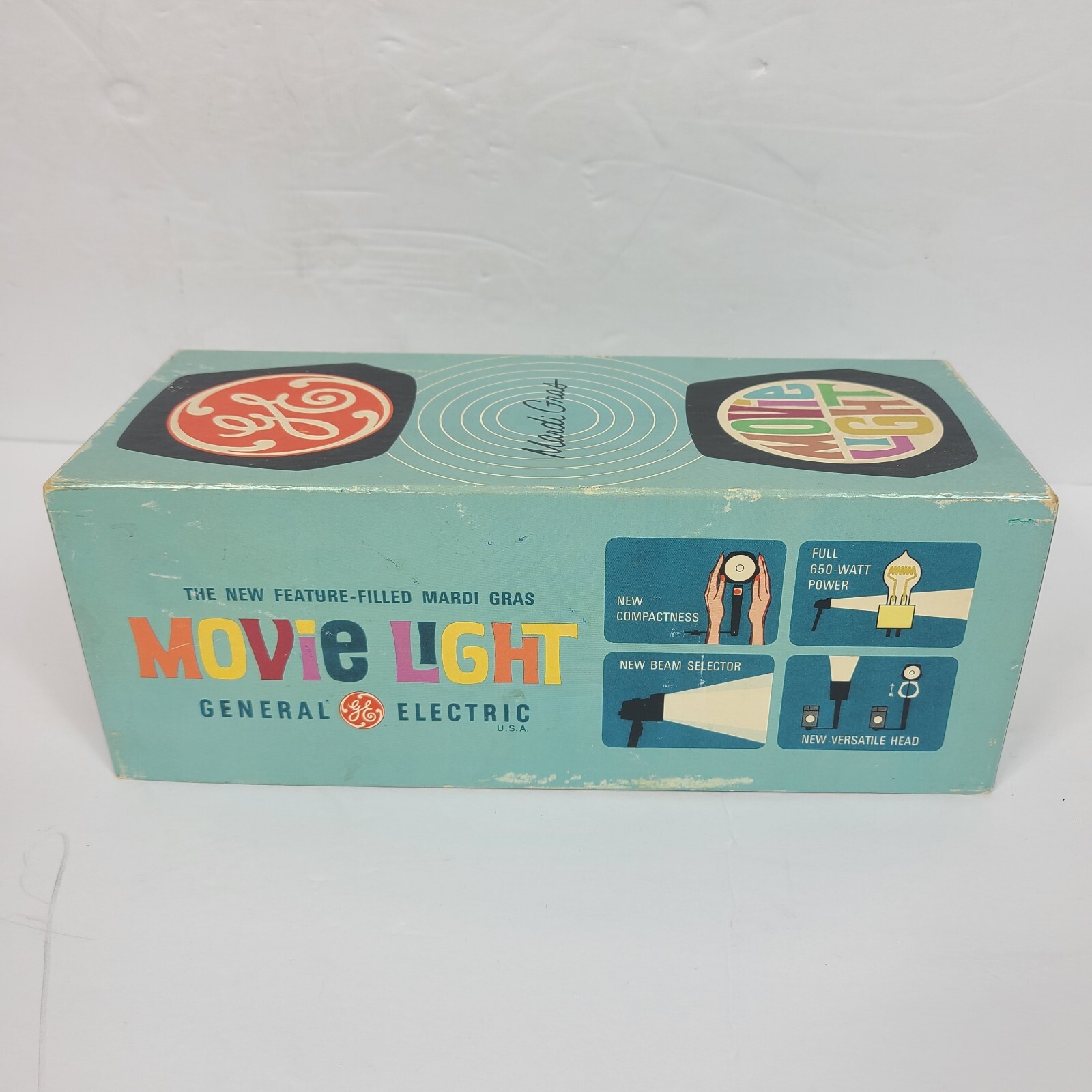 GE General Elec Mardi Gras Movie Light Camera Universal Model MG-1 Tested Bright