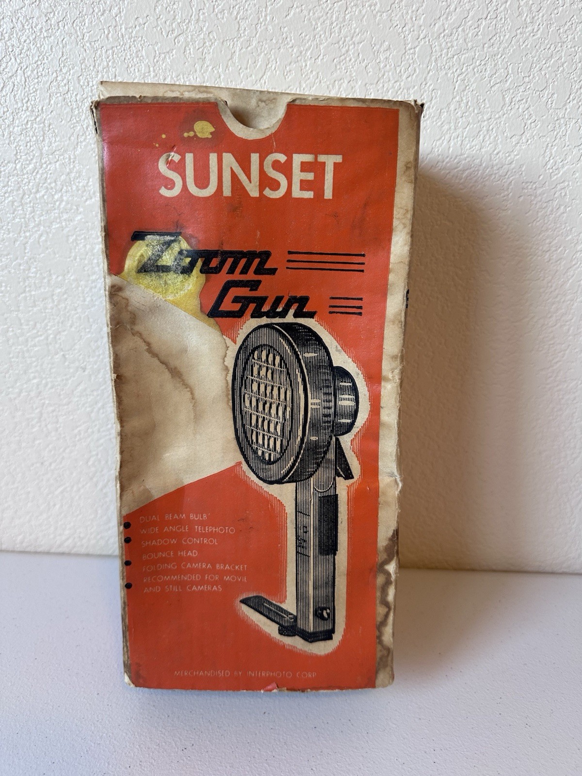 Vintage Sunset Zoom Gun 650W Super Bright Photo Light Original Box Working Paper