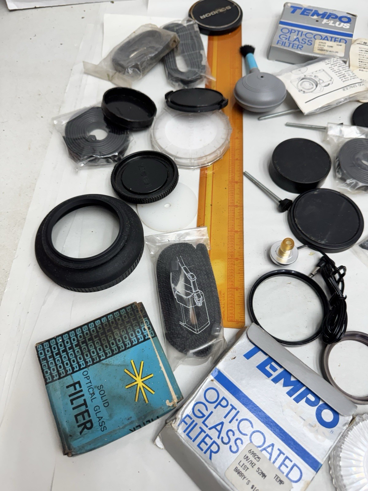 vintage photography camera accessory lot filters caps more