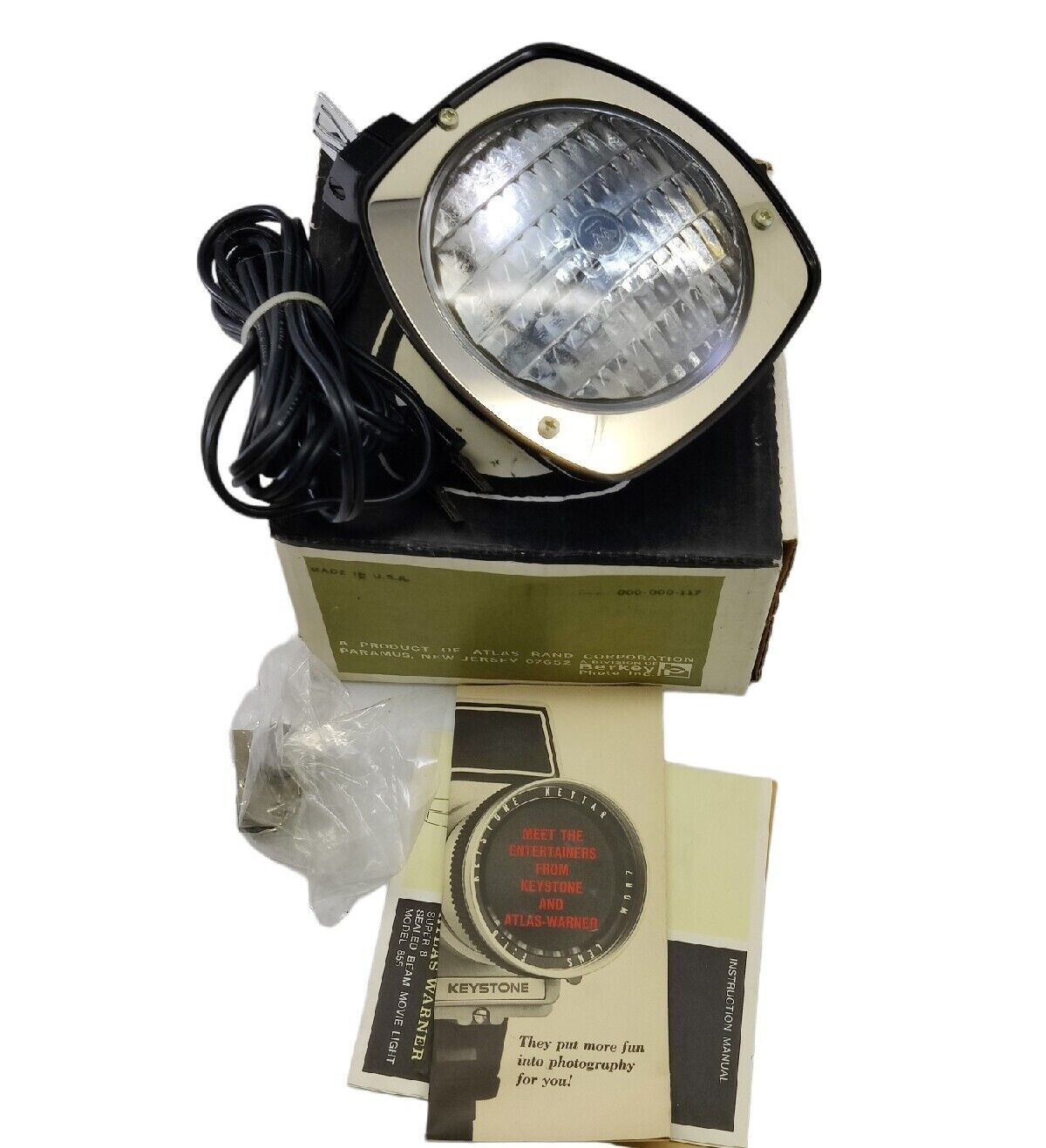 Vintage Atlas Warner Super 8 Sealed Beam Movie Light Model 855 Works