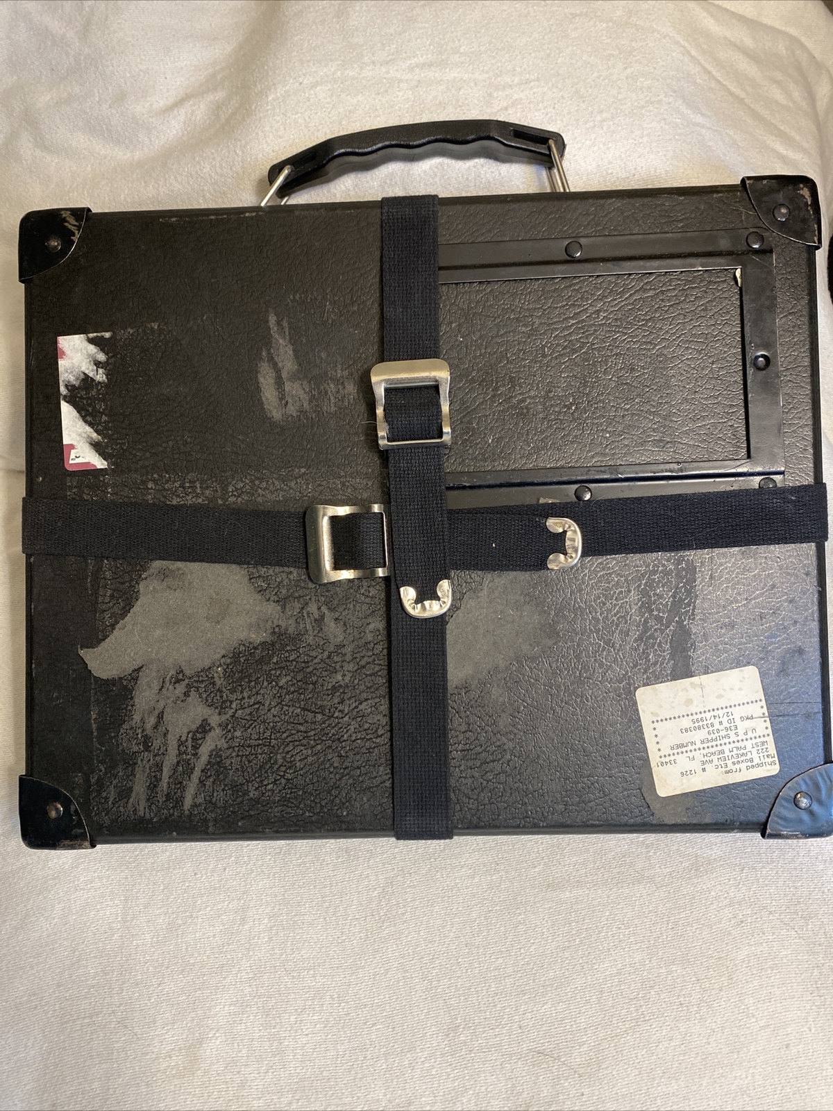 VINTAGE MOVIE FILM REEL Art SHIPPING Carrying CASE, STRAPS Metal Corners