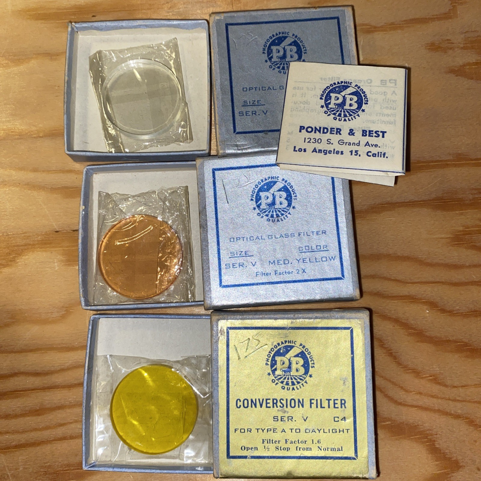 Ponder & Best Optical Glass Photographic Filter Lot Of 3