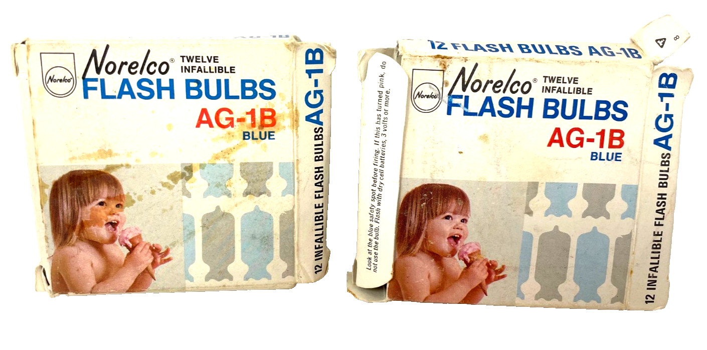 AG-1B Flashbulbs Box of 16 Blue Bulbs | Norelco Vintage Bulbs | NEW