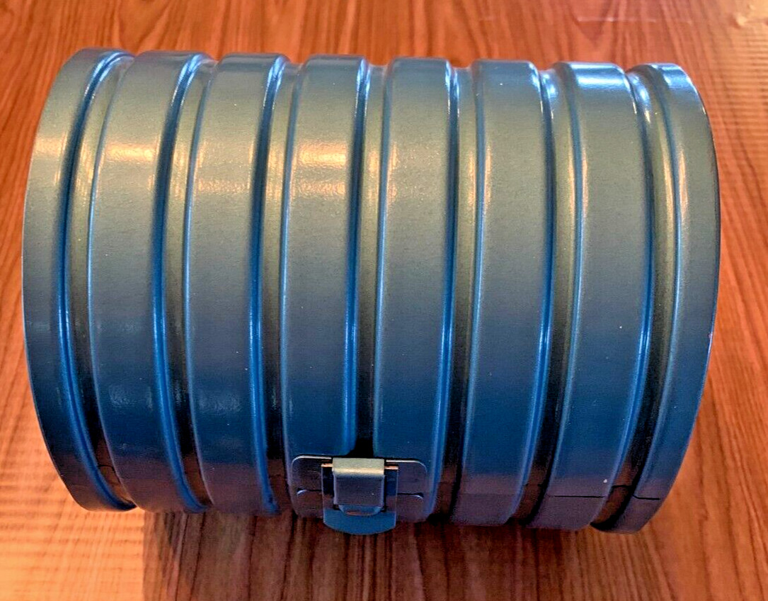 Vtg. Blue Metal Compco Corp 8mm Film Reel Bank for 6 Reels [e-09]