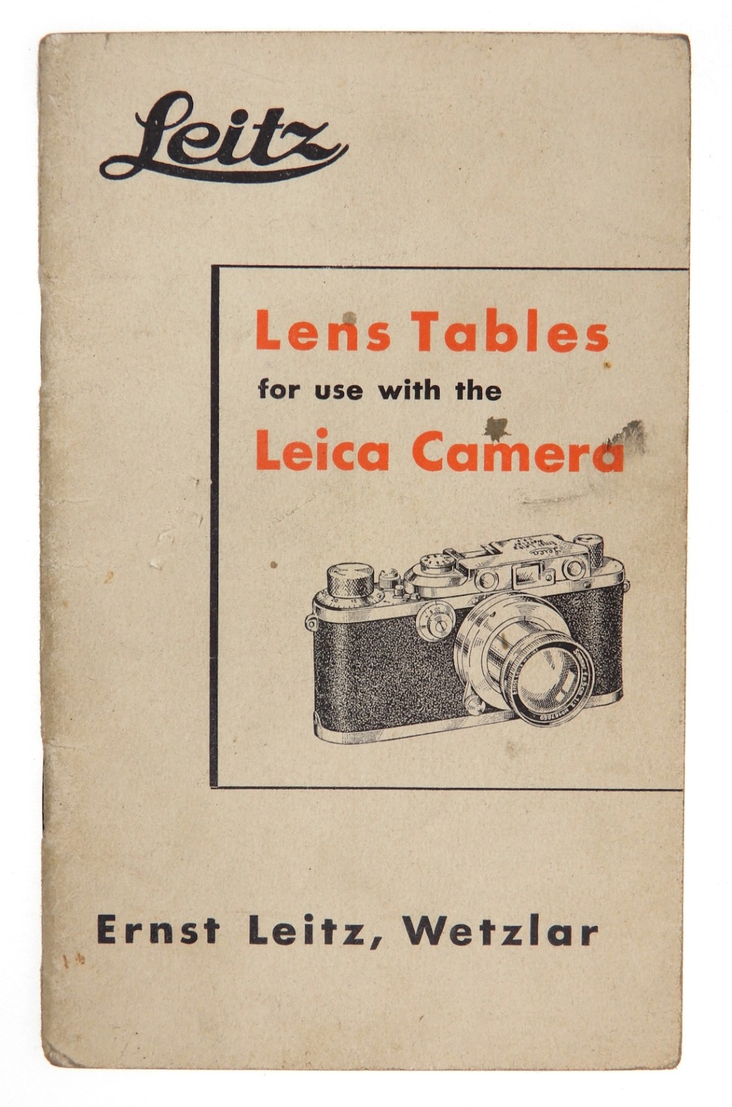 Leica III Model F Lens Tables Ernst Leitz,Wetzlar 1939