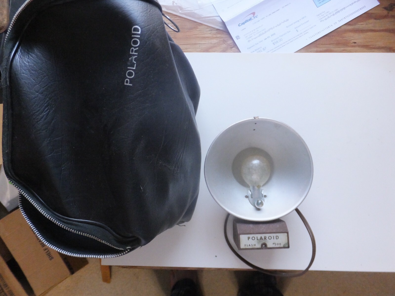 Vintage Polaroid Flash Unit #200. Plus Soft Leather Polaroid Camera Case.