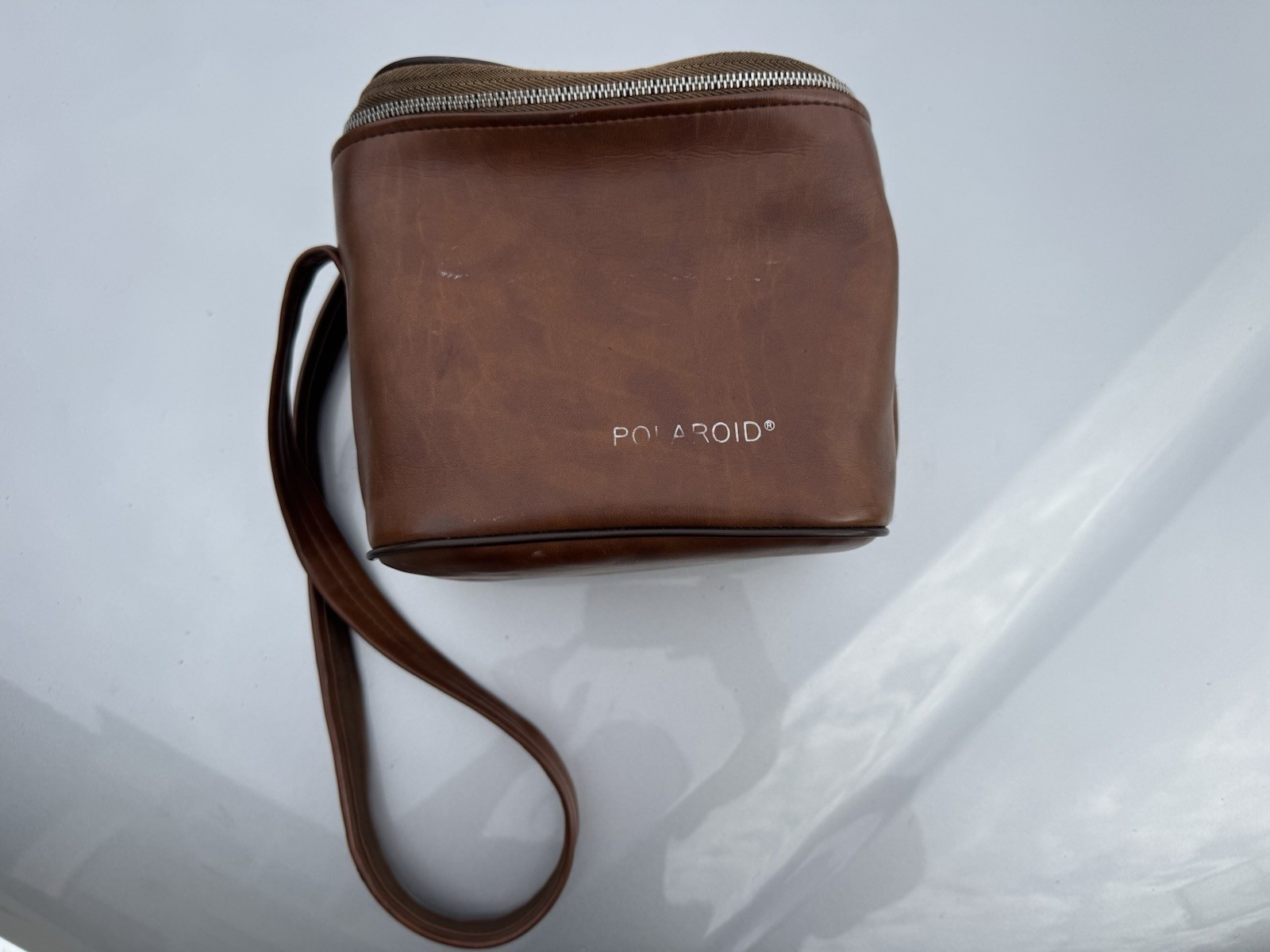 Polaroid vintage Tan SX-70 or 600 Zipper Camera Carrying Case built in Strap