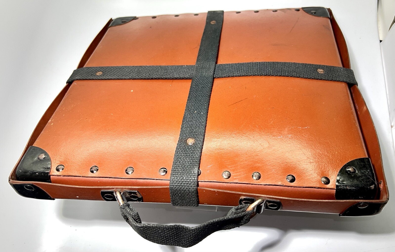 Vintage Brown Fibre Case & Reel – Collectible Movie Wall Art, 13-1/2” x 13-1/2″