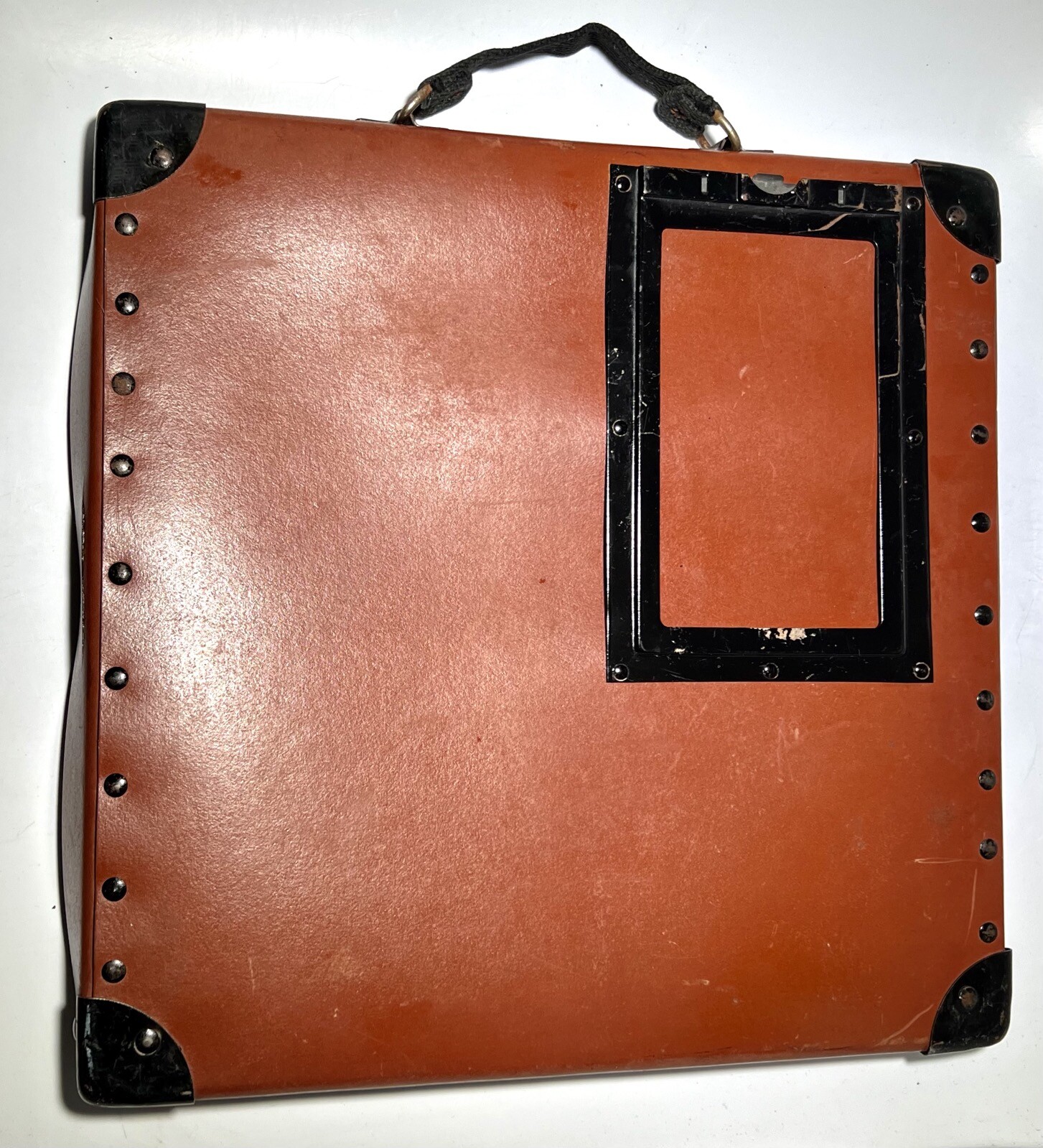 Vintage Brown Fibre Case & Reel – Collectible Movie Wall Art, 13-1/2” x 13-1/2″