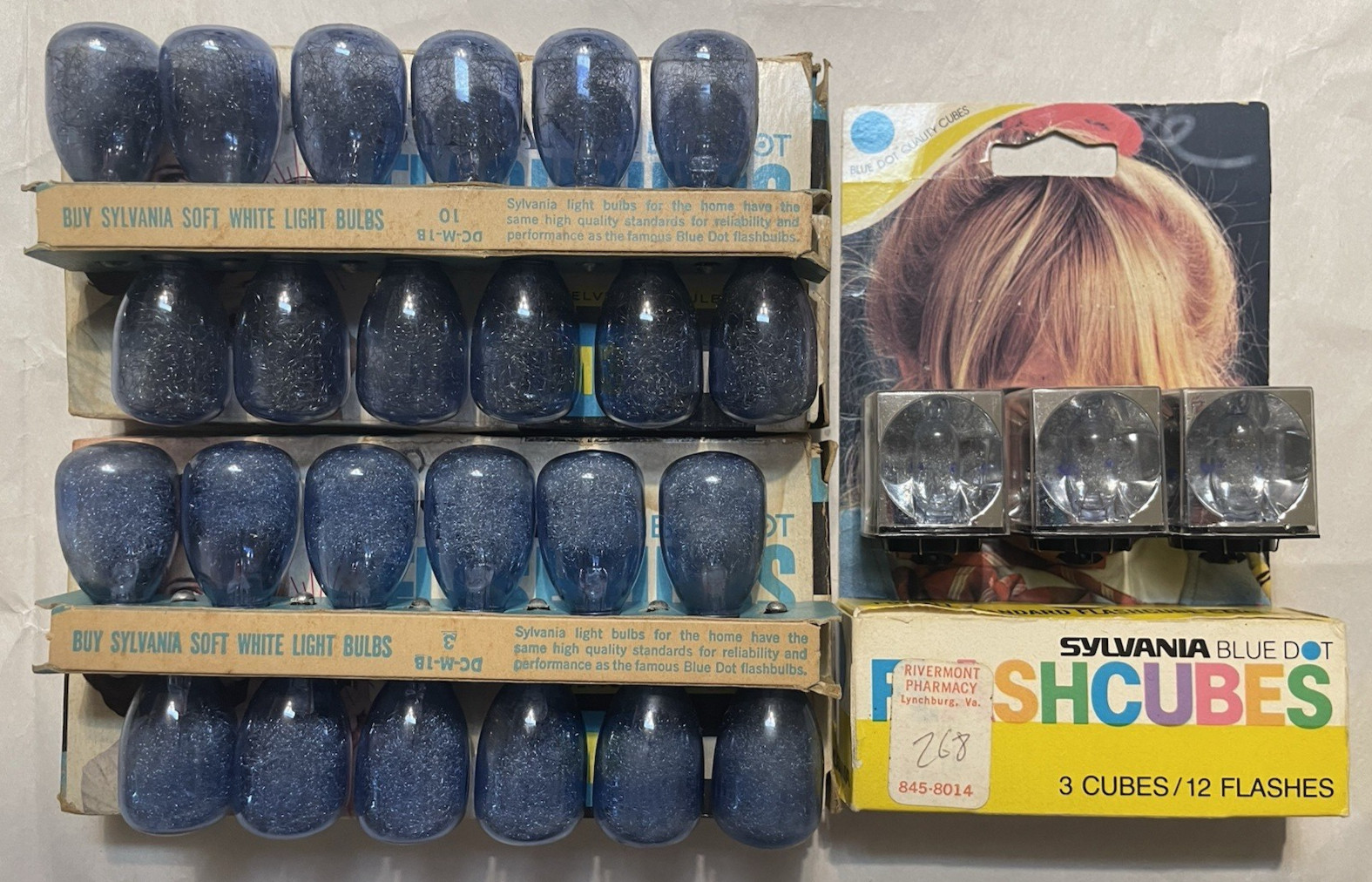 Vintage Sylvania Blue Dot Flashbulbs & Flashcubes Lot of 3 Boxes 36 Flashes NOS