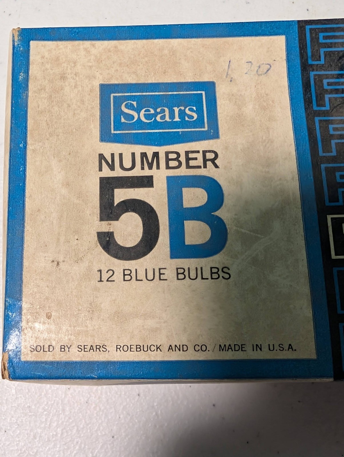 Sears #5B 12 Blue Bulbs Box of 12 Flash Bulbs Vintage