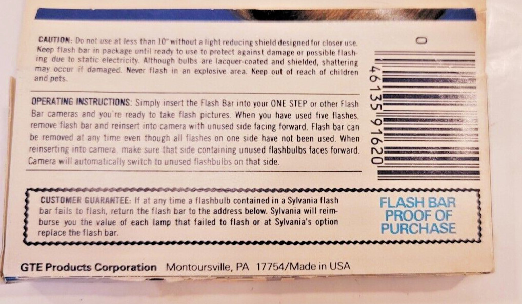 Sylvania Blue Dot Flash Bar For Flash Bar Type Camera 1 pk 10 bulbs New in Box