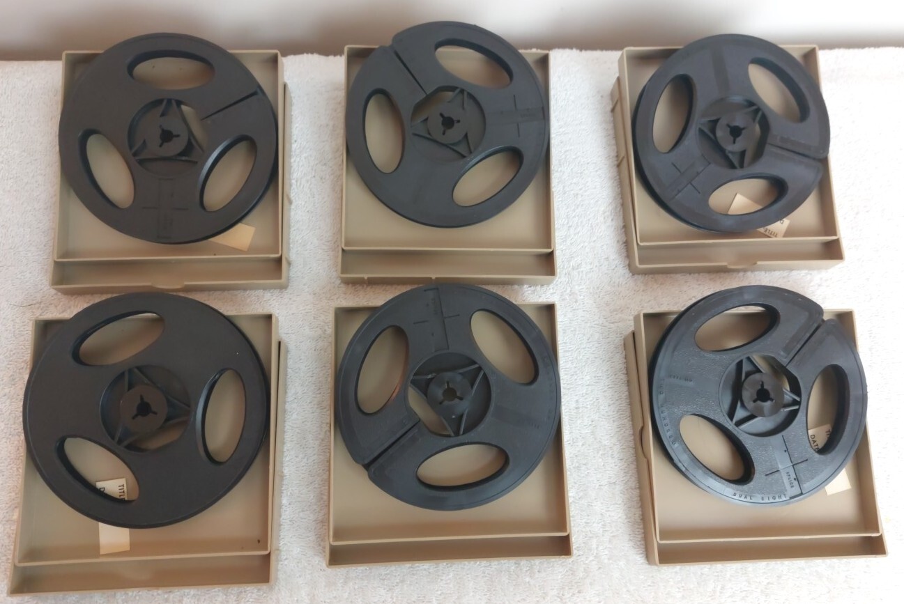 Baia 200 VTG Empty Reels Black Plastic in Tan Cases Storage Box 6 Sets