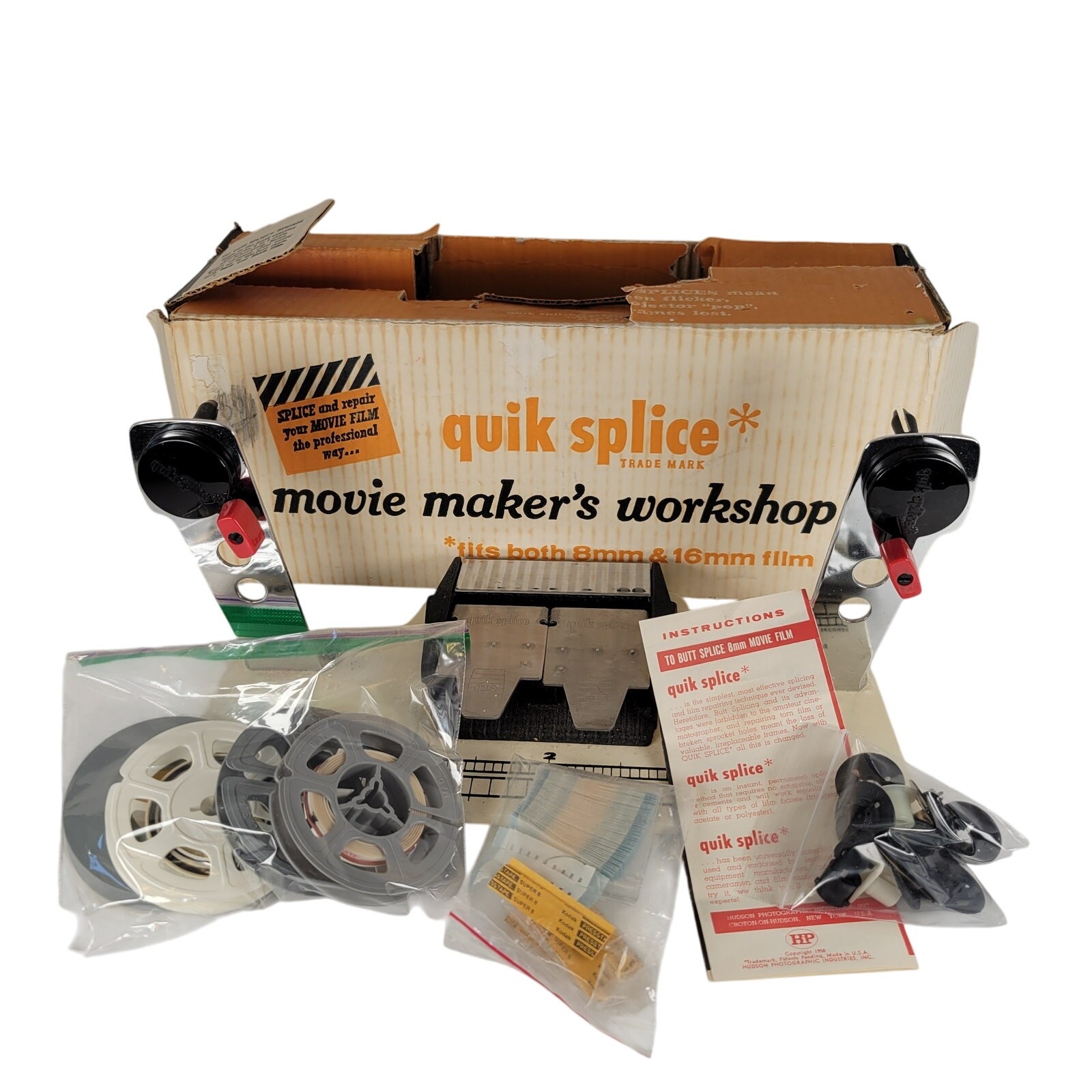 Vintage Quik Splice Movie Maker’s Workshop 8mm 16mm Film Splicing Kit w/ Box