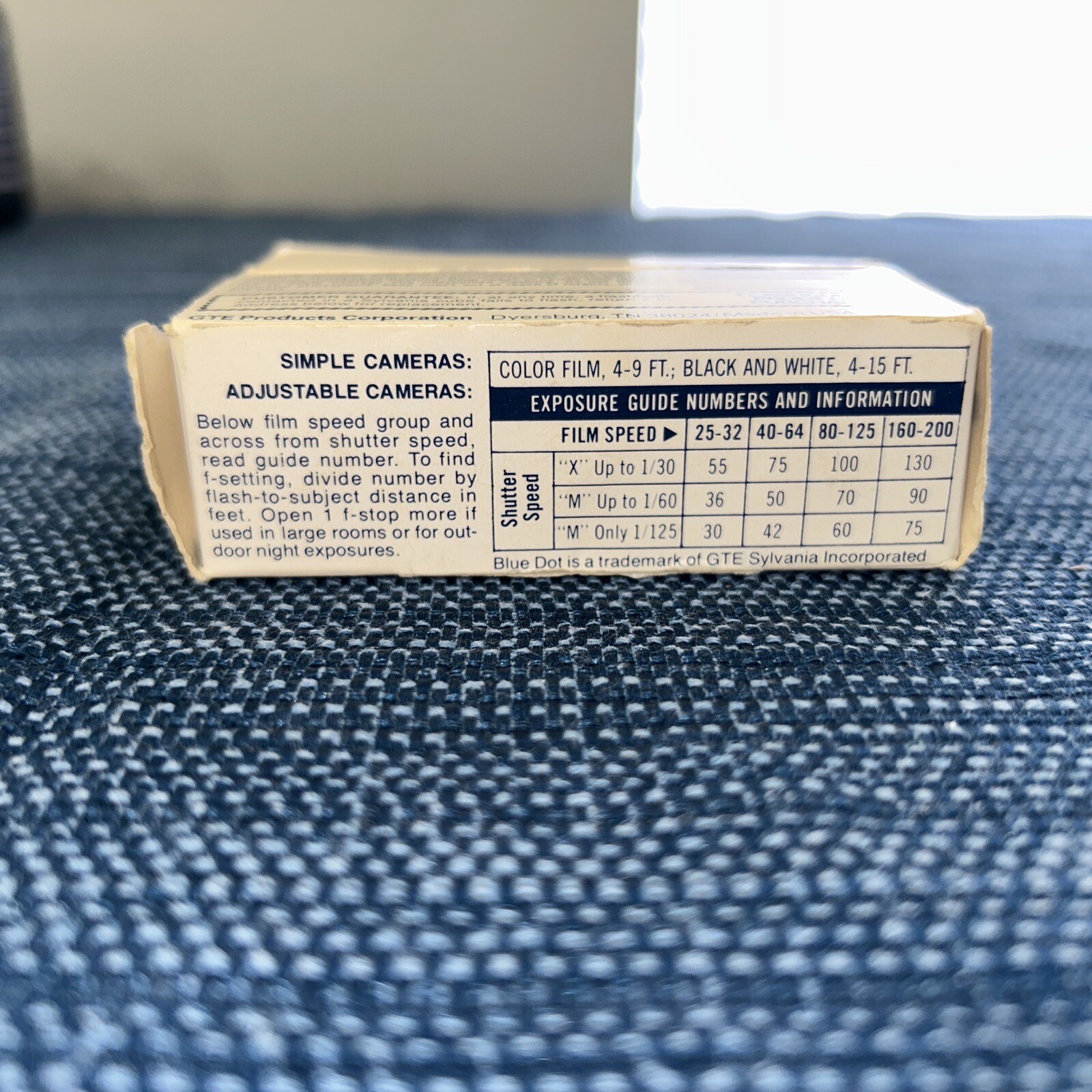Vintage GTE Sylvania Blue Dot Flash Cubes 3 Cubes In Original Box