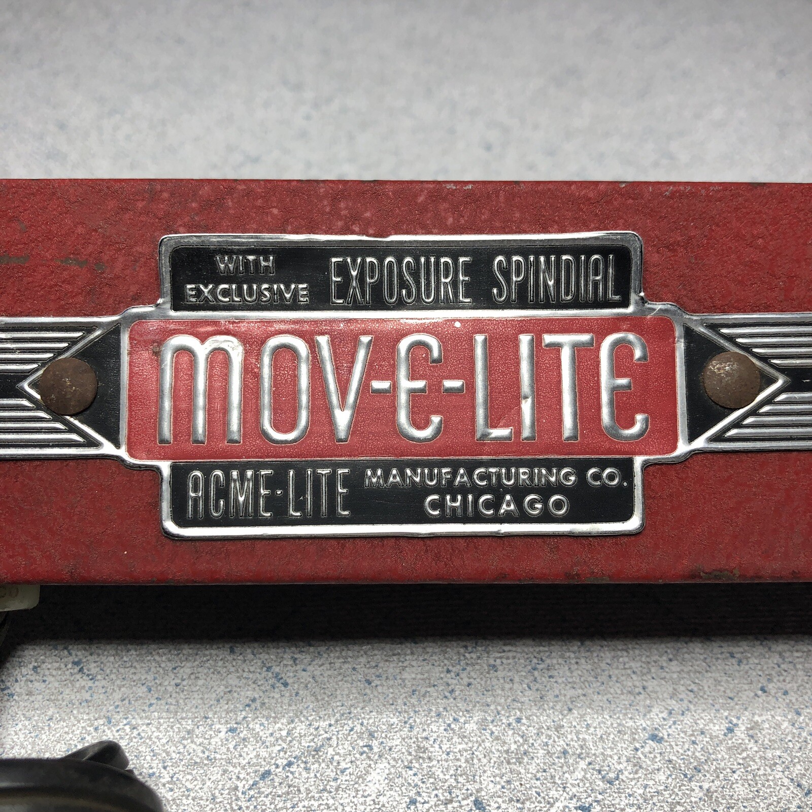 Acme-Lite Mov-E-Lite 4 Light Bar Red Black Made In Chicago Tested Works Vintage