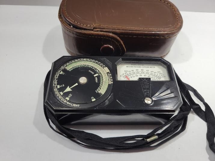 Vintage Weston Photronic Exposure Meter Model 650 Light Meter W/ Case Brown