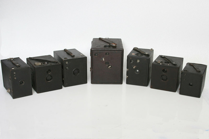 7 Antique Box Cameras Collection * Mostly Kodak, Western magazine camera