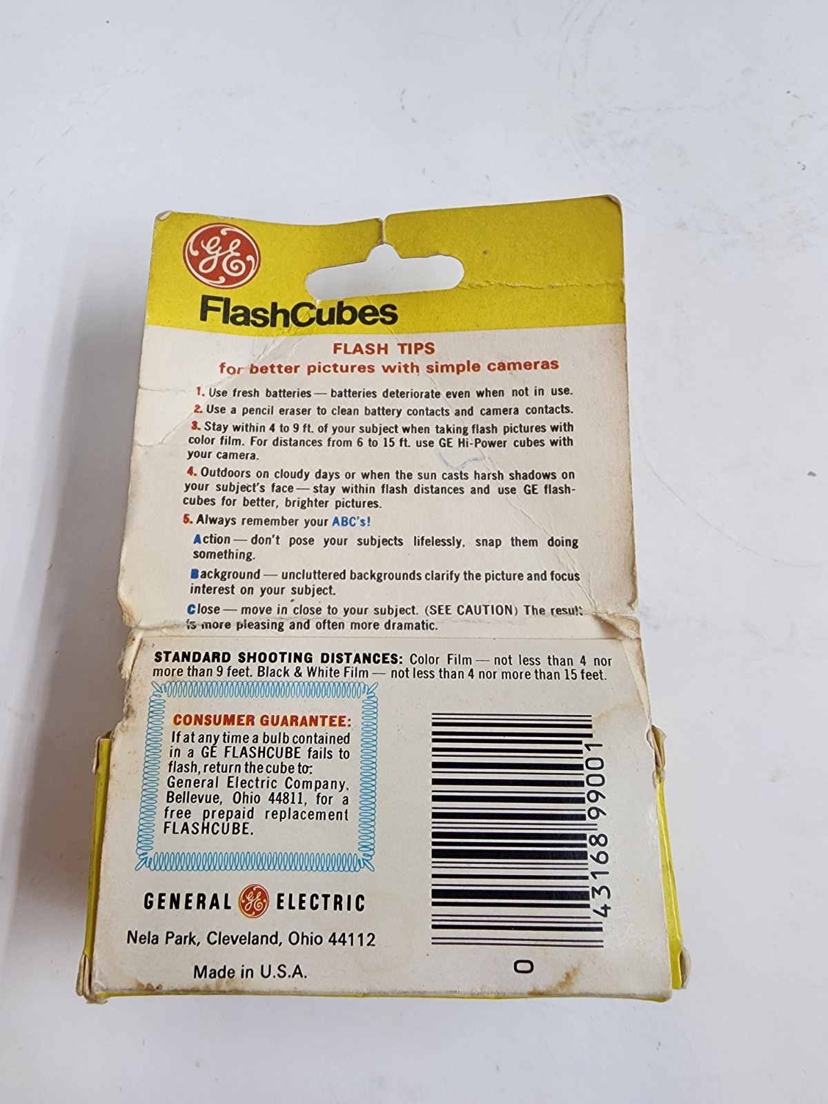 GE FlashCubes Original Box Vintage Made In USA 3 Cubs