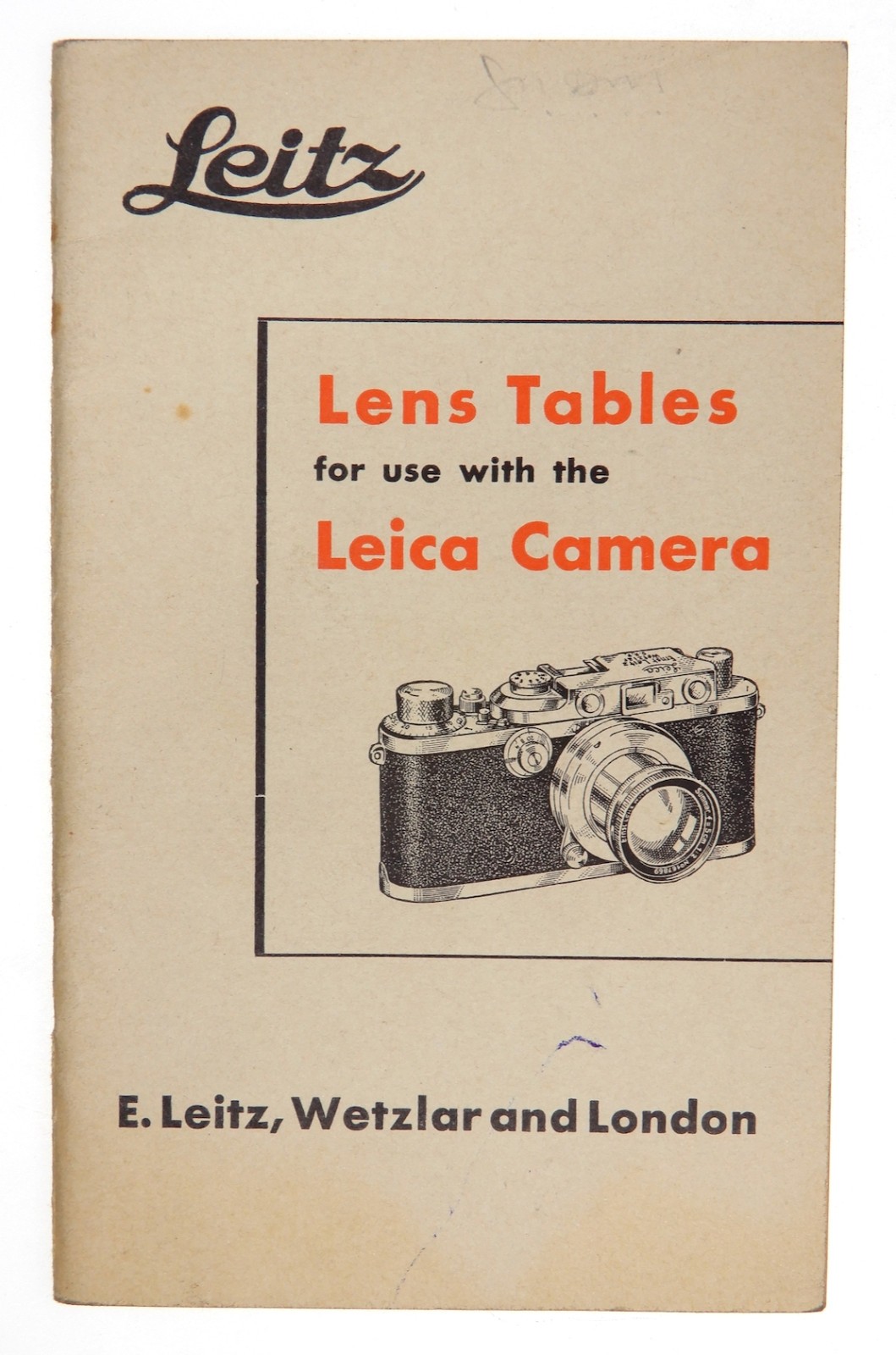 Leica III Model F Lens Tables E.Leitz,Wetzlar and London 1937