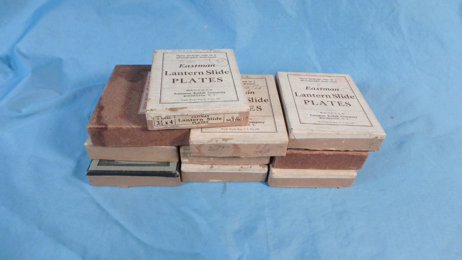 Eastman Lantern and Ilford Glass Slide Plate boxes Lot of 10 NO SLIDES