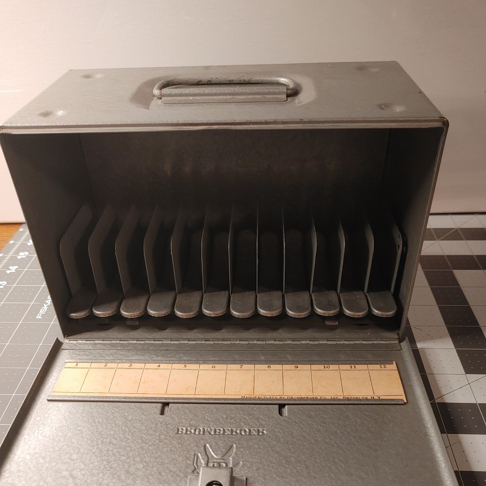 Brumberger Reel to Reel Metal Storage Case Holds 12 VINTAGE
