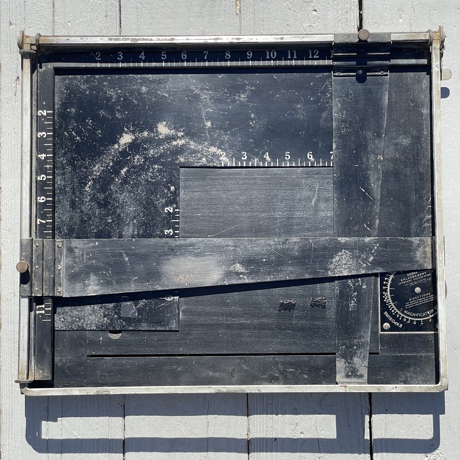 Vintage Mid-Century Kodak Enlargement Exposure Calculator & Measuring Tray