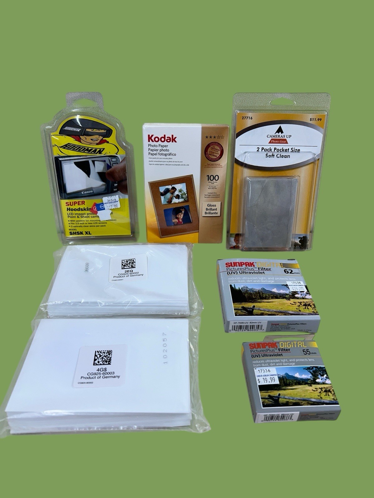 NEW Camera Photography Accessories Lot-filters, Glossy Photo Cards, Hoodskin,etc