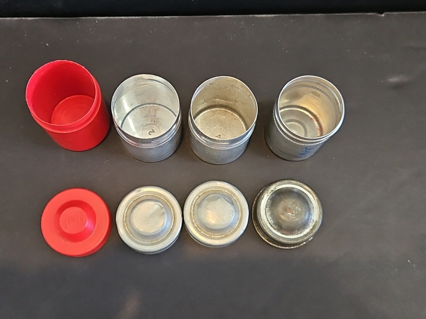 4-VINTAGE METAL FILM( 1-PLASTIC) CANISTER TIN CONTAINERS EMPTY 3 MADE IN GERMANY
