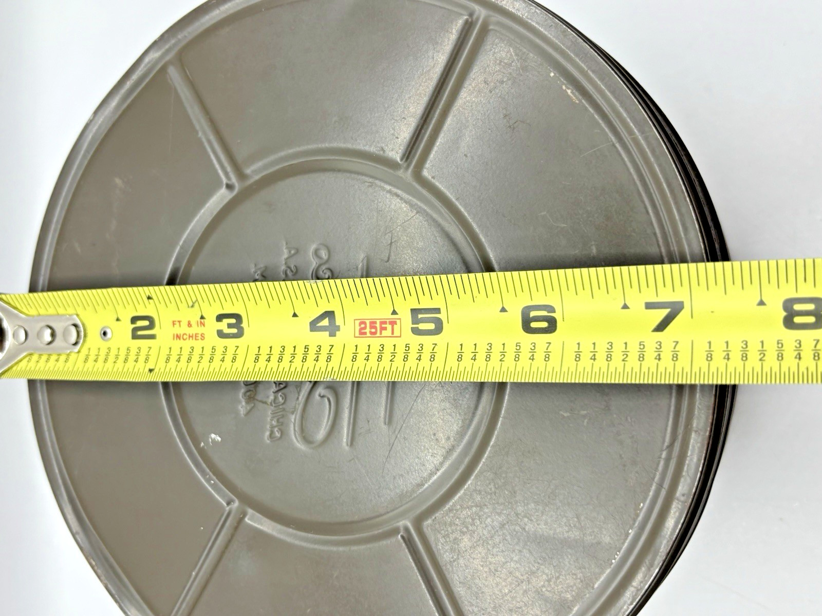 4 Vintage Compco Goldberg Film Reel Canisters 7″ Empty Movie Theatre Room Decor