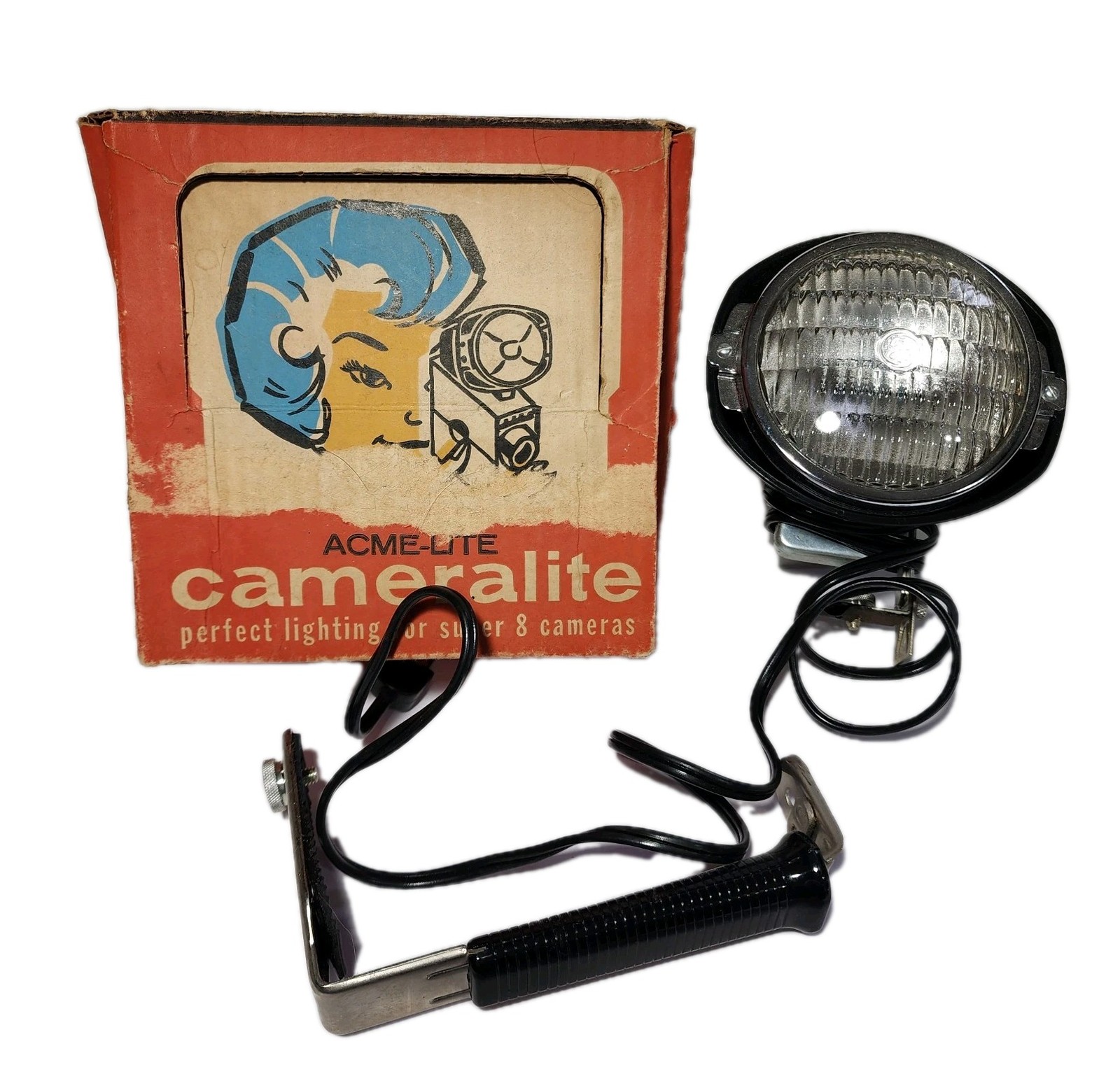 Vintage GE Top Mount Cameralite Camera Light W Original Box Electric Tested