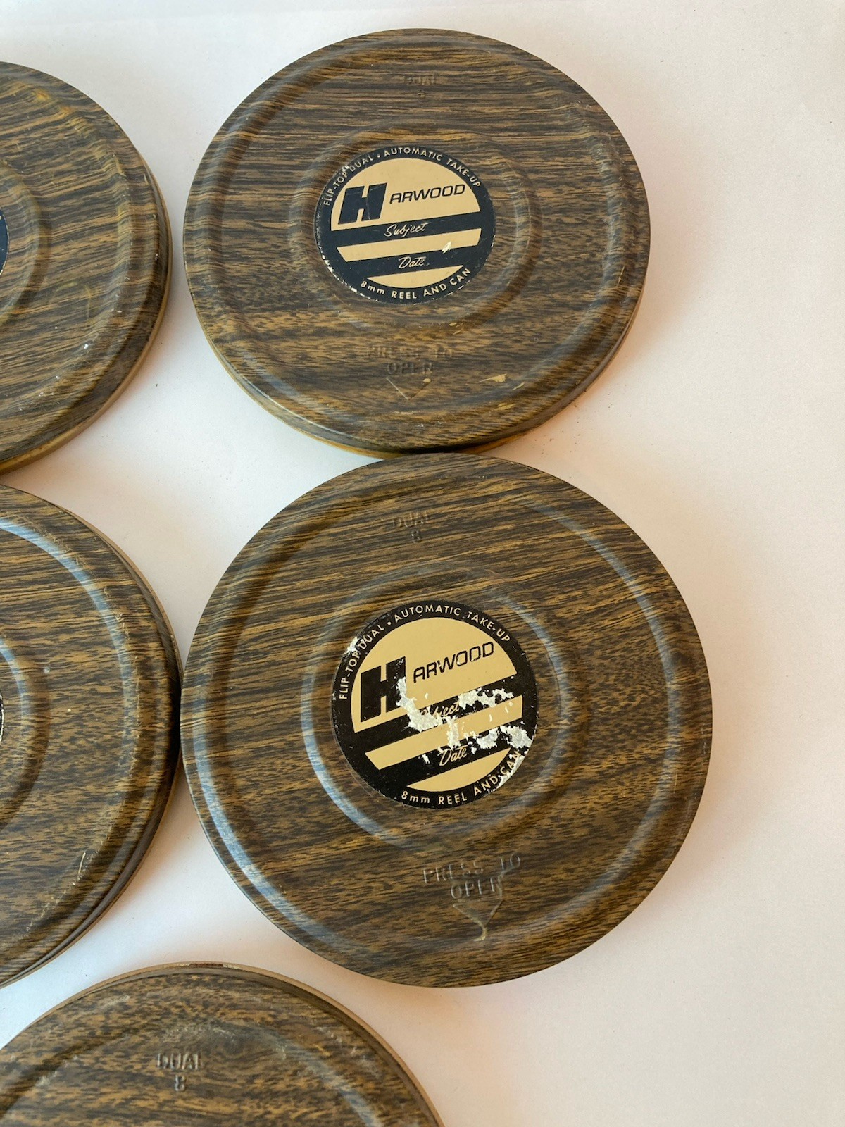 Set of 8 8mm Film Reel and Can Harwood See description