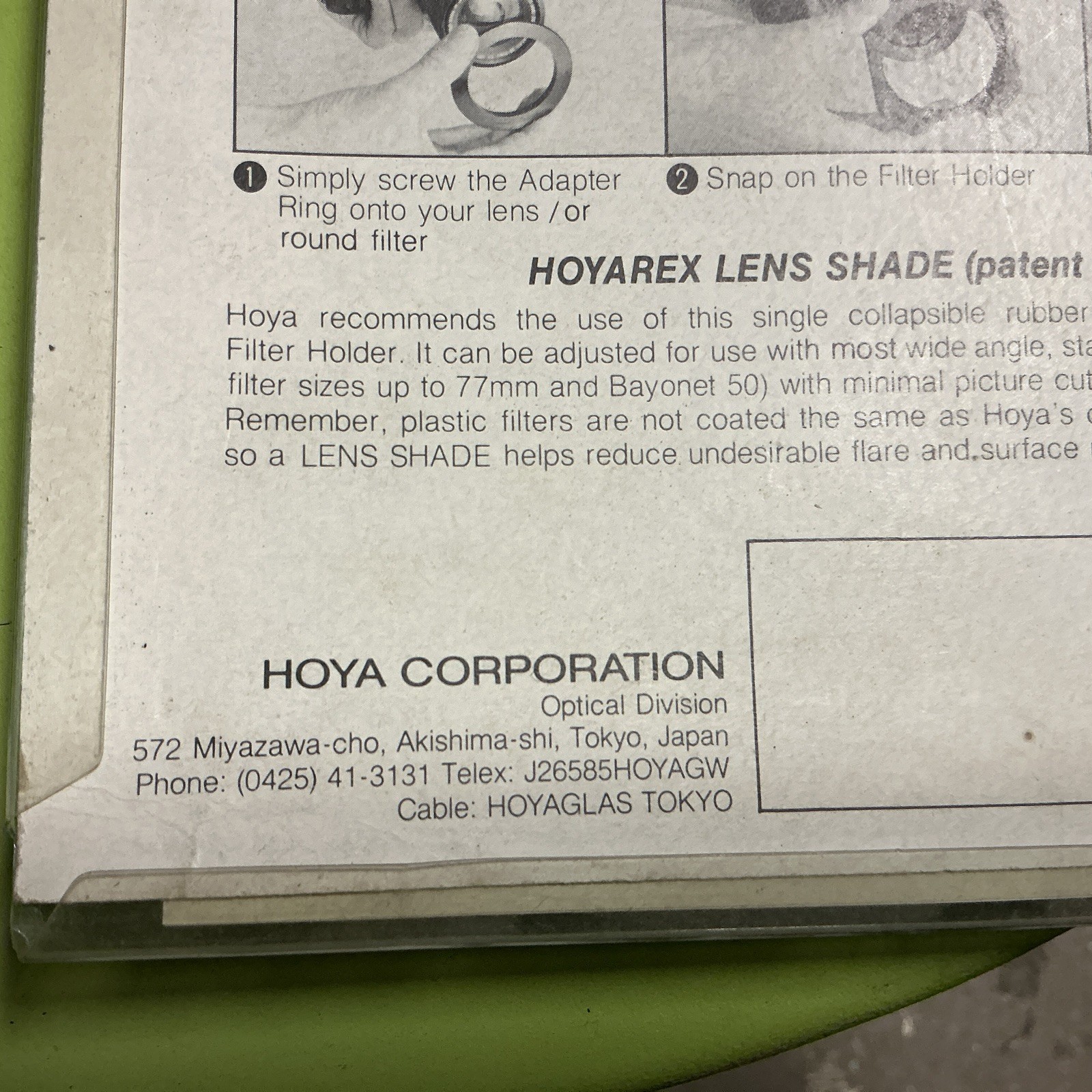 NEW – Hoyarex Plastic Filter Adapter Holder for Hoya 3×3 Square Filters