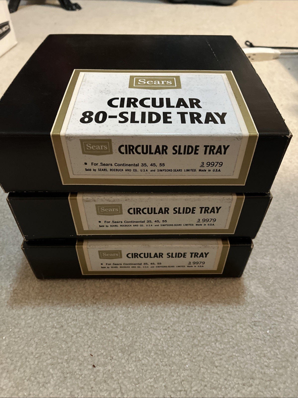 3 Sears 9979 Circular 80-Slide Trays for Carousel Projectors With Box Pls C Desc
