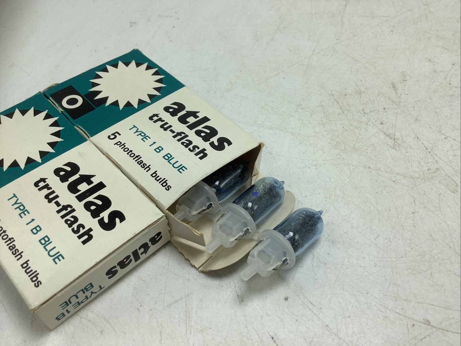 10 Atlas Tru-flash Type 1 B Blue Camera Photoflash Flash Bulbs