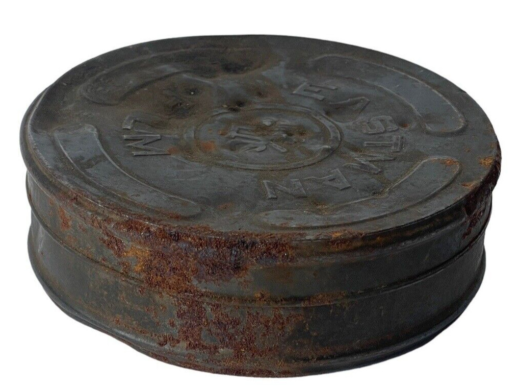 Eastman Kodak Film Cannisters Metal Two Antique Battered Rusty Containers
