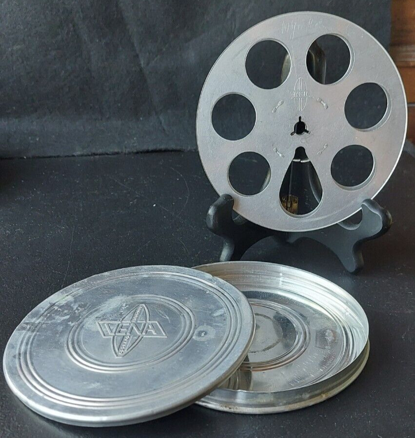 VENA OF AMSTERDAM, HOLLAND. FILM REEL AND CANNISTER. ALL ALUMINUM SET.
