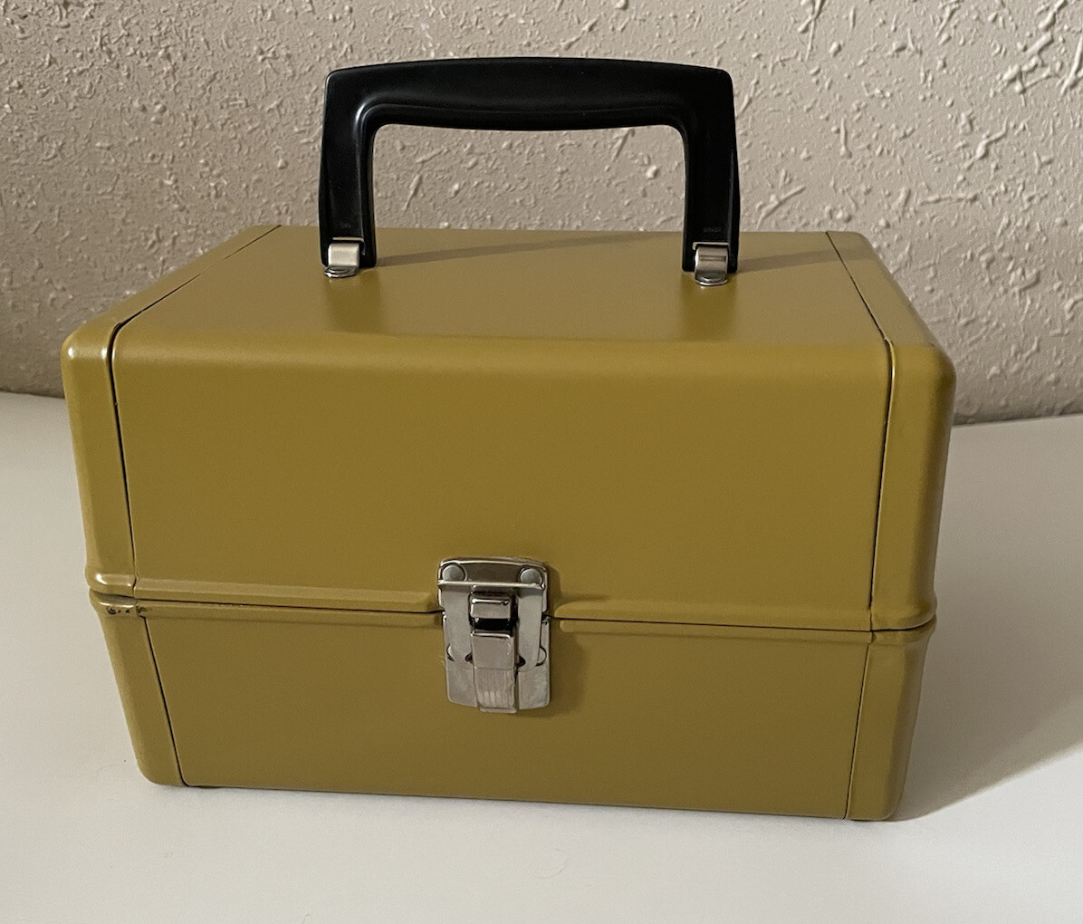 Kenco VTG Film Reel Chest For 8MM & Super 8 Film Cans Mustard Yellow W/ Handle