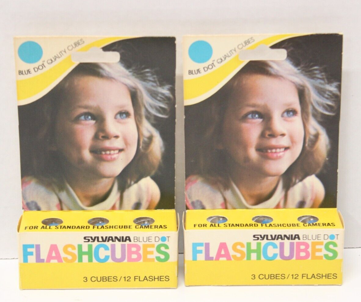 2-Packs! New Vintage Sylvania Blue Dot Flashcubes (6 Cubes/24 Flashes) NOS