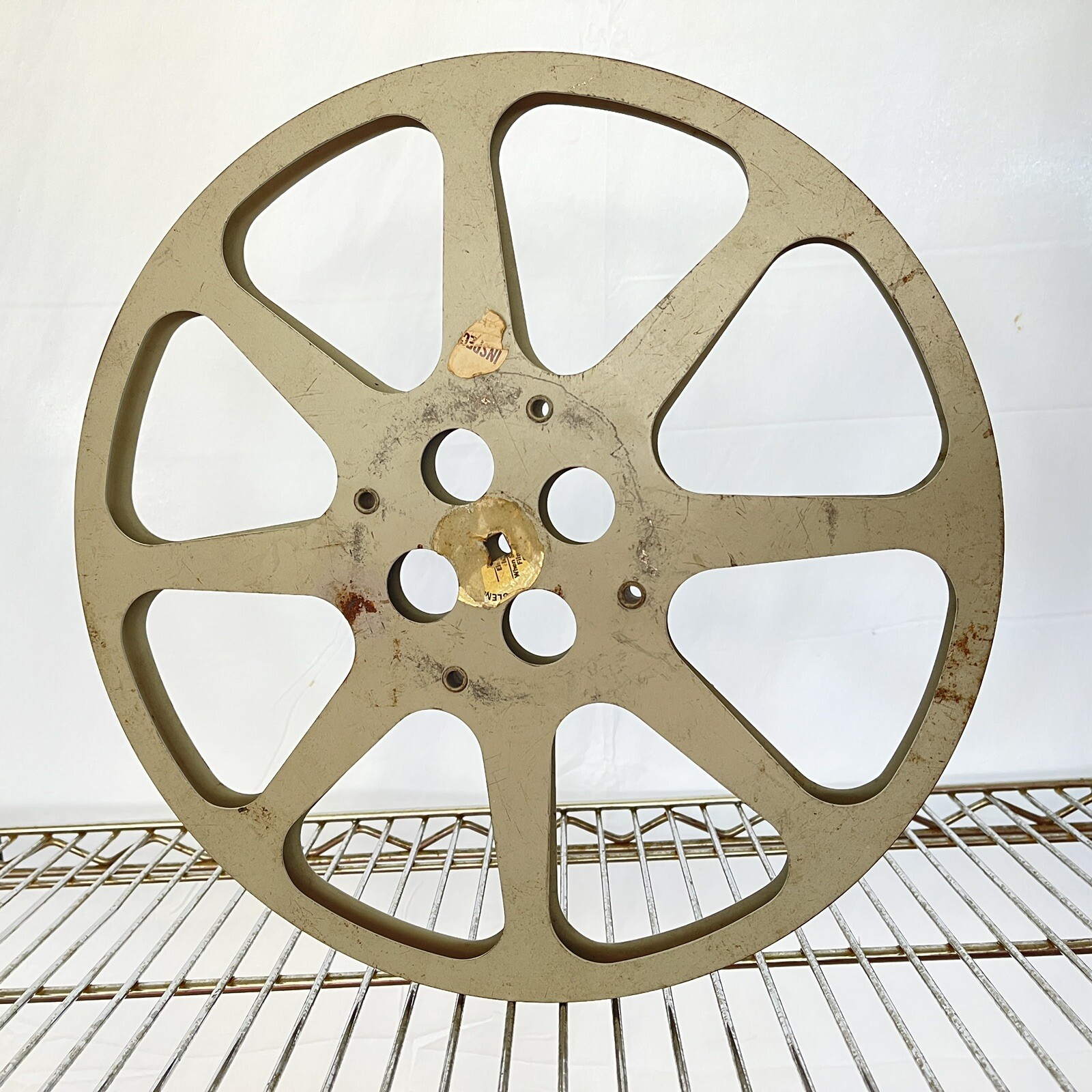 Vintage 16mm Film Reel 1600 ft 13 3/4″ Grey Metal USA Deco Wall Cinema Hollywood