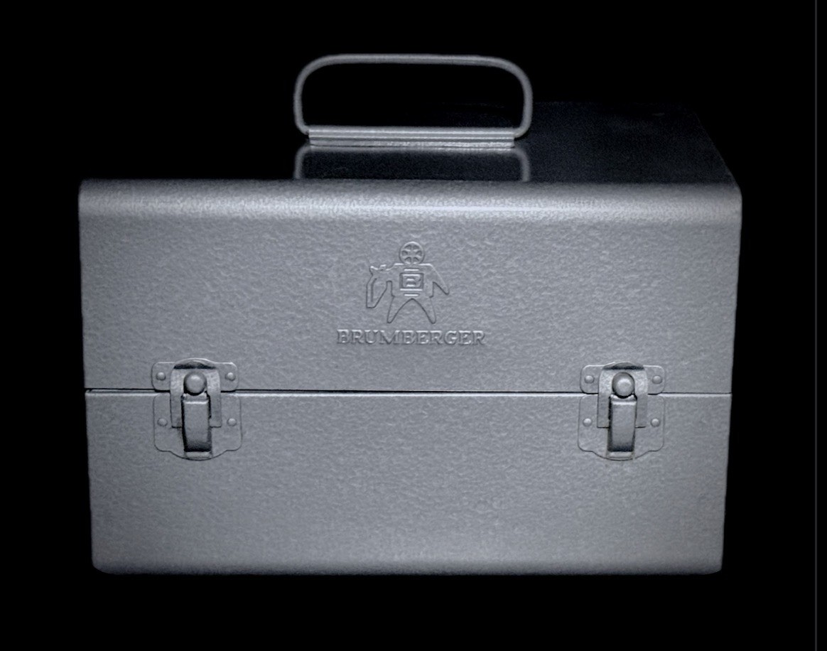 Vintage Brumberger Super Clean Industrial Modern Metal Case Film Reels