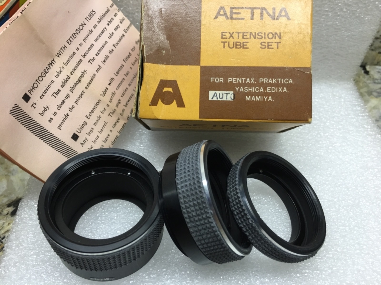 Aetna Extension 3 Tube set for M42 Screw Mount Cameras, Pentax, Mamiya, Yashica