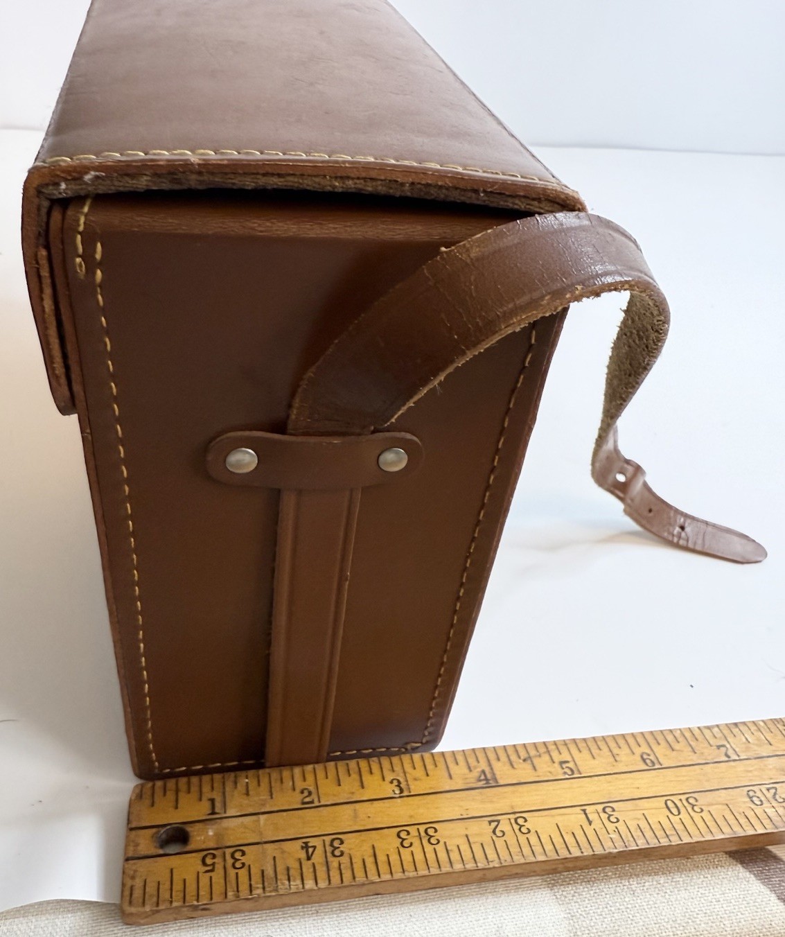 Pair Vtg Ampro & Ansco Brown Camera Hard Cases Strap Clasp Purple Red Lined