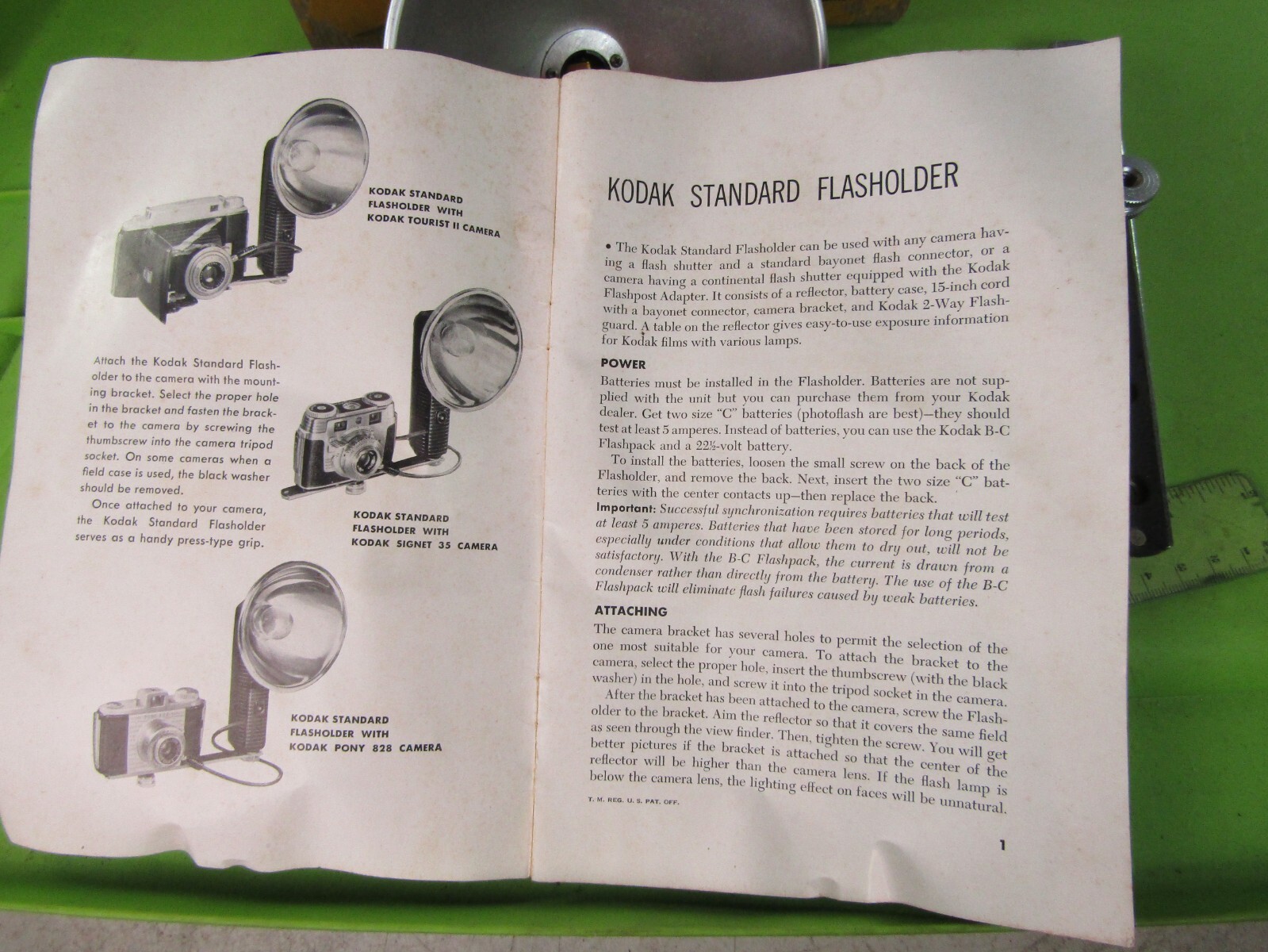 Vintage Kodak Standard B-C Camera Flasholder in Original Box & Instructions