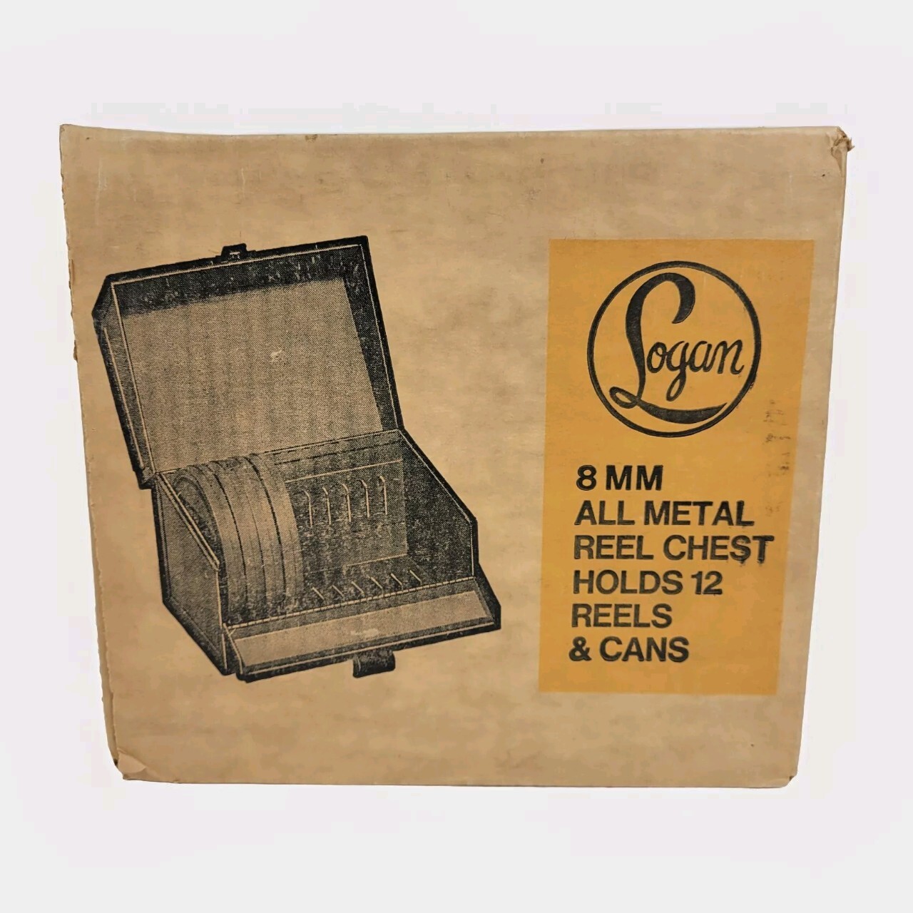 Logan 185~8 mm Metal Reel Chest~12 Slot 400’~Plus 4 Plastic Reels & Cans NEW NOS