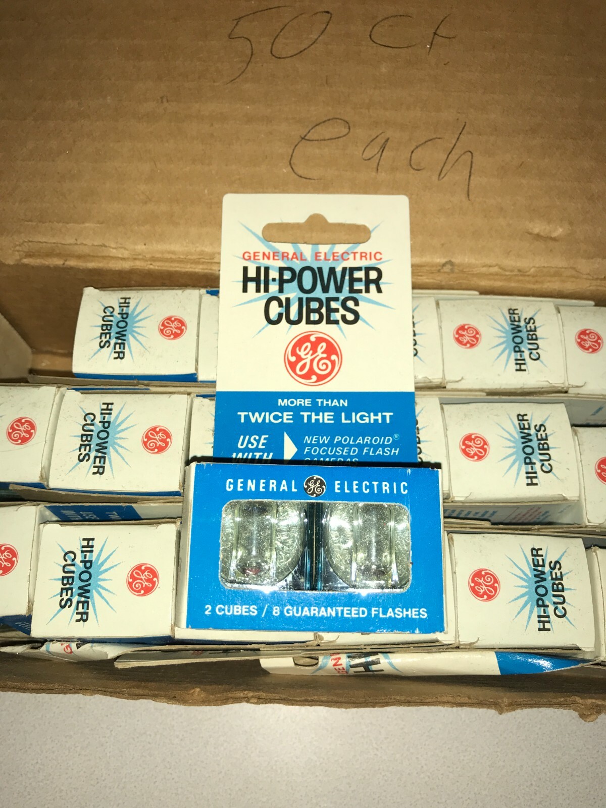 Vintage New Old Stock 18 Boxes GE HI-Power Flash Cubes Polaroid 144 Flashes