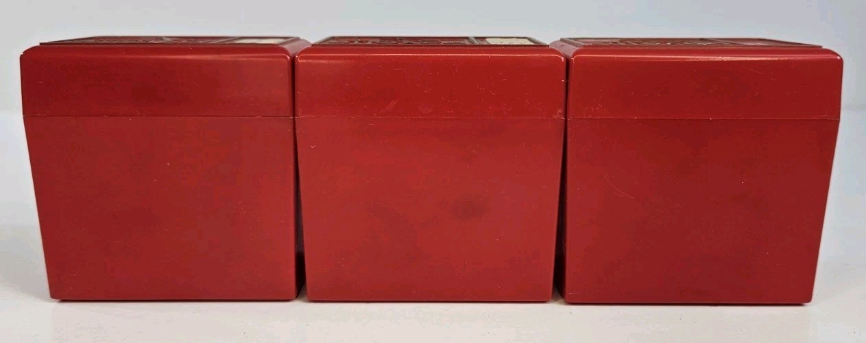 Vintage Pavelle Color Red Plastic Film Slide Box Lot & Lid of 3 Containers