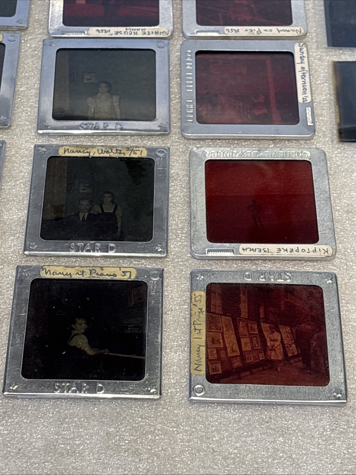Vtg Lot of 28 Photos From 1950’s In Davidson Star D Slide Binders Beach, Family