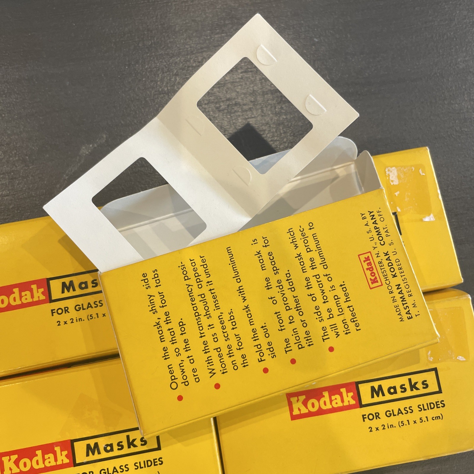 (5) Vtg Kodak Masks for Glass Slides 2 X 2 Inch (5.1 X 5.1 cm) B355 24 x 36mm