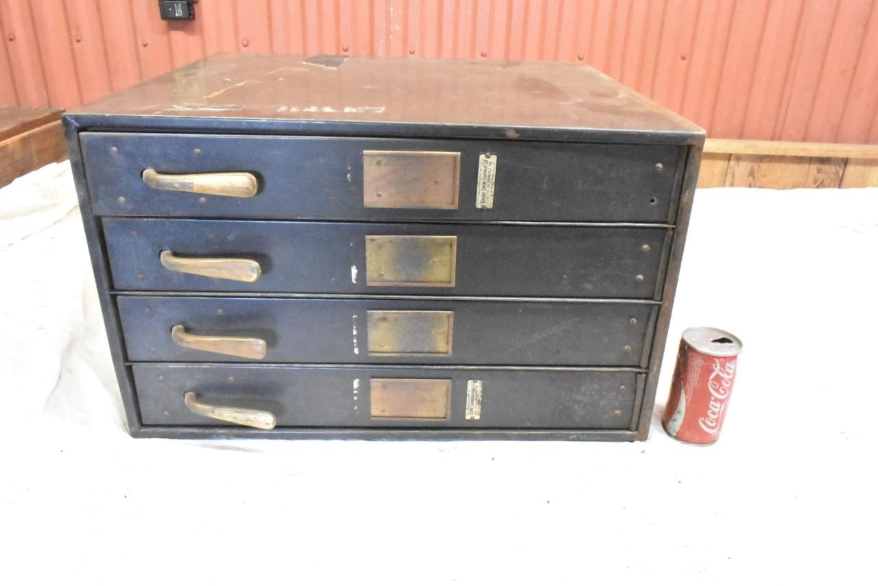 Vintage Movie Film Reel Steel Storage Cabinet Case 4 Door 23″ x 20″ x 14″